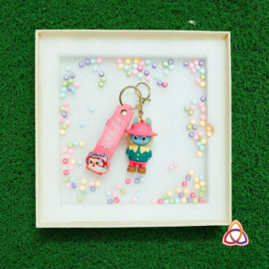 Harbin 2025 Asian Winter Games – Pink Hat Mascot Keychain with Branded Strap