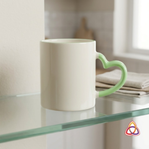 Amore Mint Green Heart-Handle Ceramic Mug