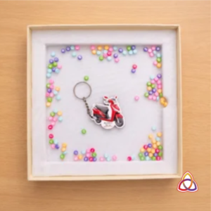 Classic Red Scooter Keychain Gift Set