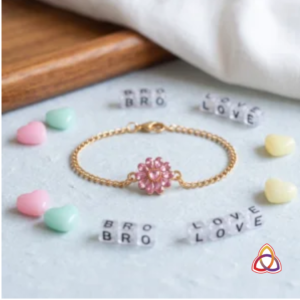 Blushing Bloom Faceted Gold Rakhi