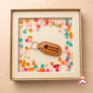 Premium Bank of Baroda Bilingual Engraved Leather Key Fob