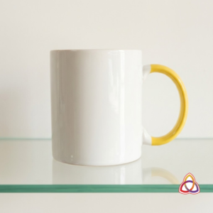Classic White & Saffron Accent Ceramic Mug