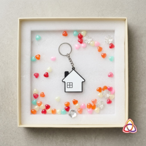 Customizable Blank Keychain in Gem-Adorned Gift Box