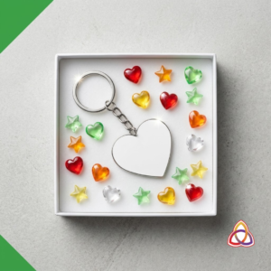 Personalizable Heart Keepsake Keychain in Gem-Adorned Gift Box