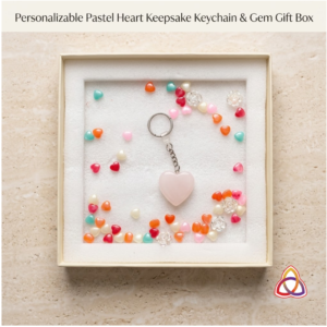 “Personalizable Pastel Heart Keepsake Keychain & Gem Gift Box”