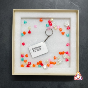 Whimsical Heart & Flower MDF Keyring in curated Gem Scatter Box
