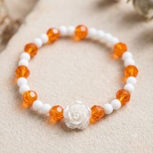 Tangerine Bloom Beaded Bracelet