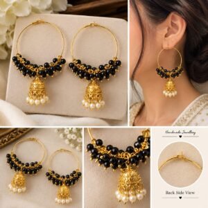 Fusion-Style Statement Earrings That Combine A Classic Large Hoop With A Traditional Indian Jhumka Drop