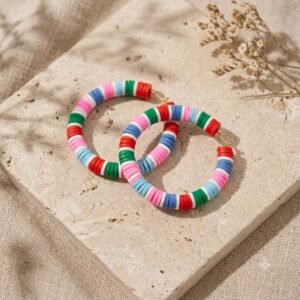 Multicolored Heishi Hoop Earrings