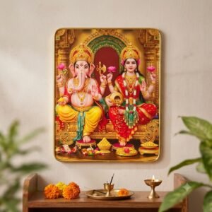 Devi Lakshmi Ganesha Golden Framed Wall Art